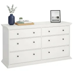 Credenza bianca 163x51x88h cm 6 cassetti - Hibaru