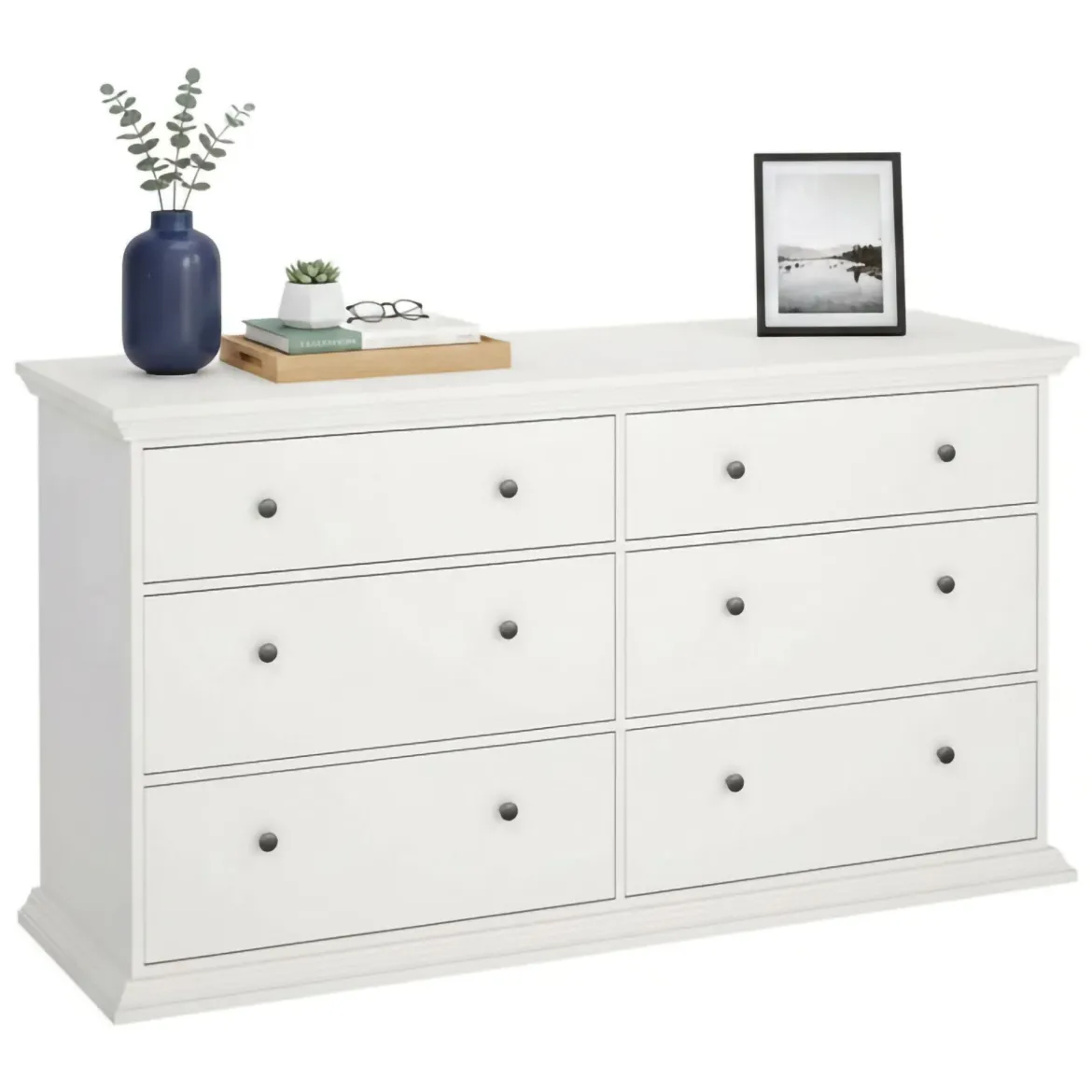 Credenza bianca 163x51x88h cm 6 cassetti - Hibaru