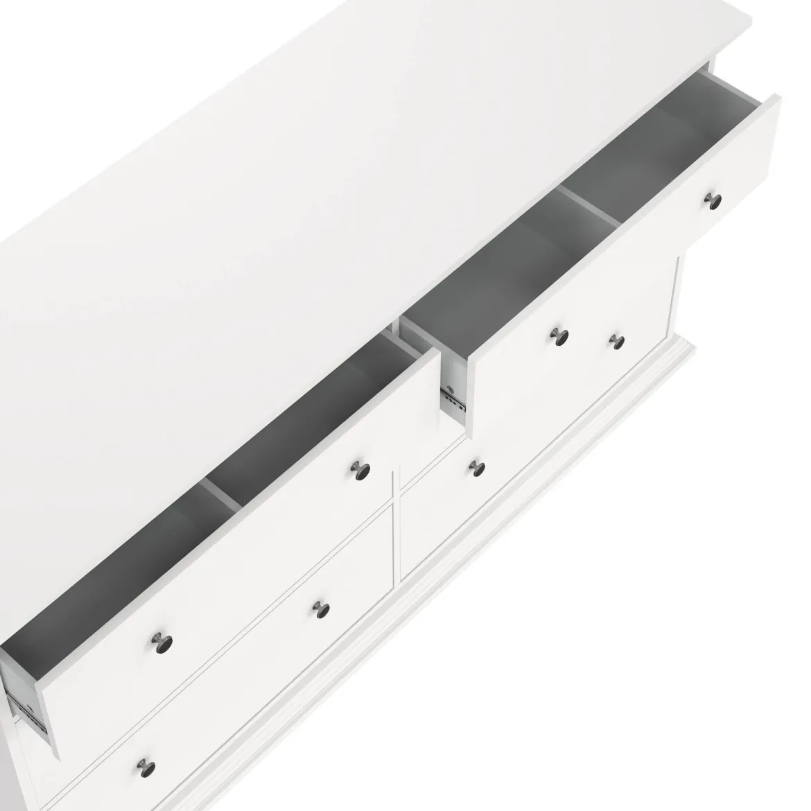 Credenza bianca 163x51x88h cm 6 cassetti - Hibaru
