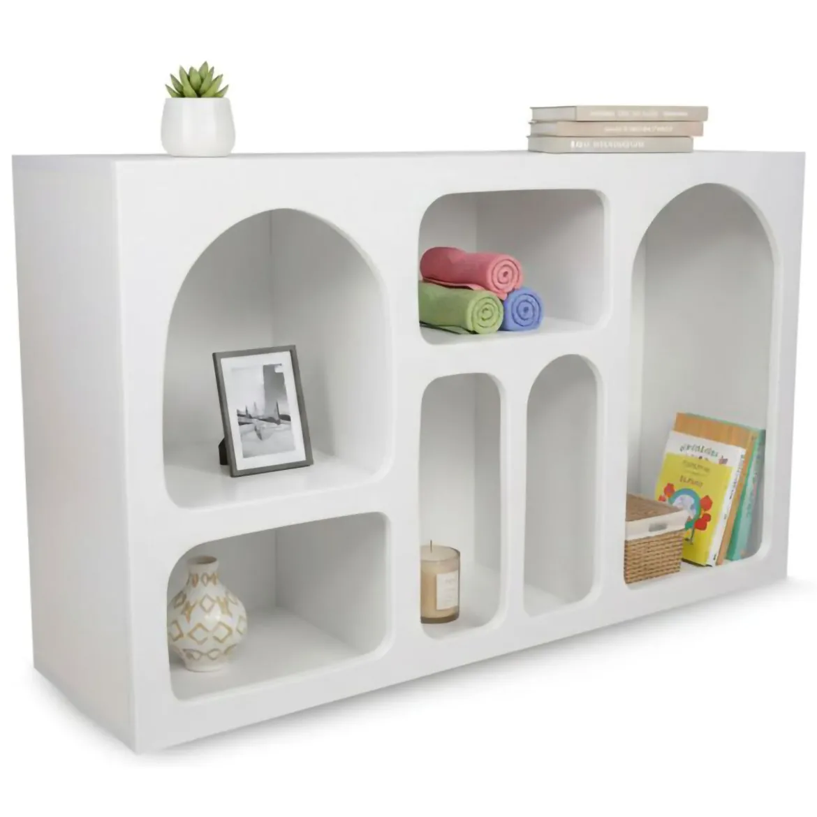 Credenza bianca 120x37x74h cm 5 vani - Arsenio