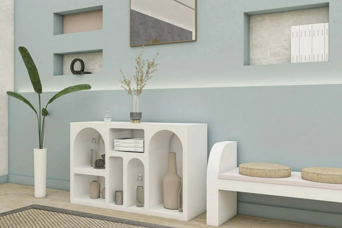 Credenza bianca 120x37x74h cm 5 vani - Arsenio