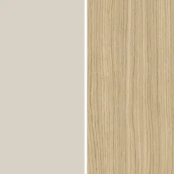 Credenza Bianco Cashmere Marrone Rovere Chiaro 6 Ripiani Apertura Battente 160x35x70h cm, 4 Ante Made in Italy - Swink