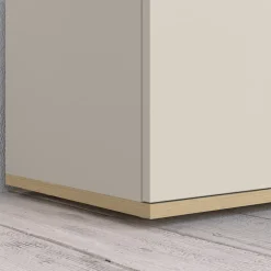 Credenza Bianco Cashmere Marrone Rovere Chiaro 6 Ripiani Apertura Battente 160x35x70h cm, 4 Ante Made in Italy - Swink