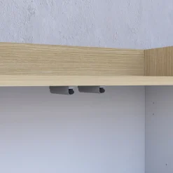 Credenza Bianco Cashmere Marrone Rovere Chiaro 7 Ripiani Apertura Battente 200x35x70h cm, 5 Ante Made in Italy - Cordele