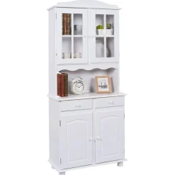 Credenza Bianco 2 Cassetti 4 Ripiani 90x45x181h cm, Apertura Battente, Scorrevole - Pattada