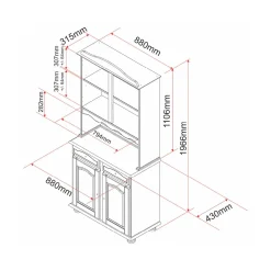 Credenza Bianco 2 Cassetti 4 Ripiani 90x45x181h cm, Apertura Battente, Scorrevole - Pattada