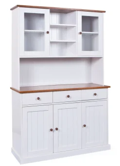 Credenza Bianco 3 Cassetti 4 Ripiani 131x45x181h cm, Apertura Battente - Loranze