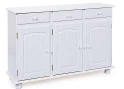 Credenza Bianco 3 Cassetti un Ripiano 130x43x87h cm, Apertura Battente - Gragnano