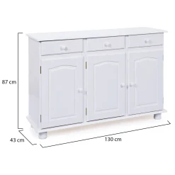 Credenza Bianco 4 Cassetti un Ripiano 94x86x40h cm, Apertura Battente - Baganza