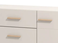 Credenza Bianco Crema Marrone Rovere 3 Ripiani un Cassetto 179.5x40x90.5h cm, 4 Ante - Illorai