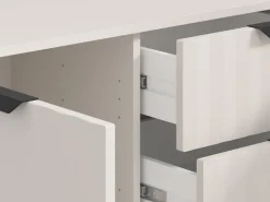 Credenza Bianco Crema 3 Ripiani 4 Cassetti 182.5x40x90.5h cm, 6 Vani - Paglieta