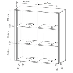 Credenza Bianco Crema 4 Ripiani con Piedini 97x40x126h cm, 6 Vani - Harenoma