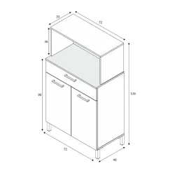 Credenza bianco e legno con cassetto 72x126h cm - Asaro