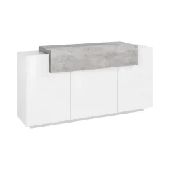 Credenza bianco lucida,cemento 160x45x85h cm 4 ante - Aschly