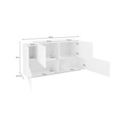 Credenza bianco lucida,cemento 160x45x86h cm 4 ante - Muscari
