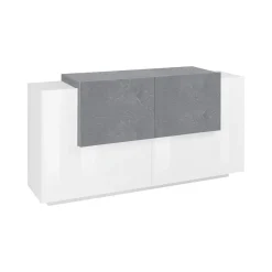 Credenza bianco lucida,cemento 160x45x86h cm 4 ante - Muscari