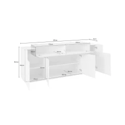 Credenza bianco lucida,cemento 200x45x85h cm 5 ante - Discordia