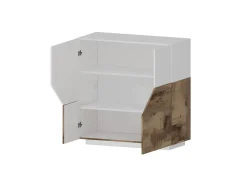 Credenza bianco lucida e acero 120x40x80h cm 2 ante e 3 cassetti - Jessie