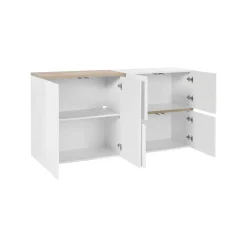 Credenza bianco lucida e acero 160x40x80h cm 6 ante - Arrak