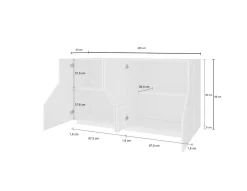 Credenza bianco lucida e acero 200x43x86h cm 4 ante - Ania