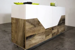 Credenza bianco lucida e acero 200x43x86h cm 4 ante - Ania