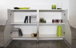 Credenza bianco lucida e acero 200x43x86h cm 4 ante - Ania