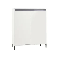 Credenza bianco lucida e antracite 100x40x110h cm 2 ante - Iwao
