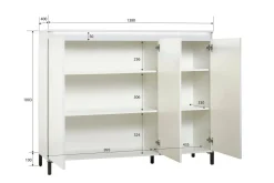 Credenza bianco lucida e antracite 138x40x90h cm 3 ante - Assinello