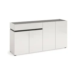 Credenza bianco lucida e antracite 160x42x80h cm 4 ante e 1 cassetto - Beinette