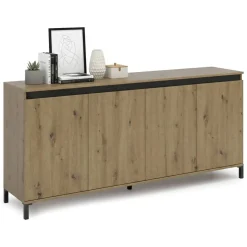 Credenza bianco lucida e antracite 184x40x90h cm 4 ante - Filomena