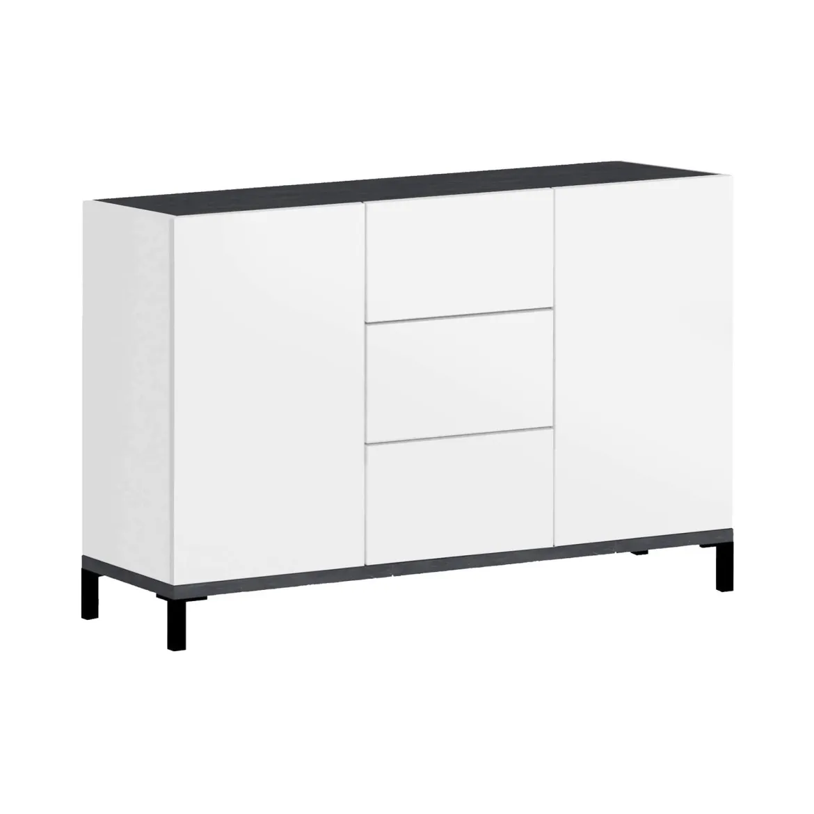 Credenza bianco lucida e ardesia 120x40x82h cm 3 ante e 1 cassetto - Albatross