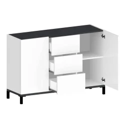 Credenza bianco lucida e ardesia 120x40x82h cm 3 ante e 1 cassetto - Albatross