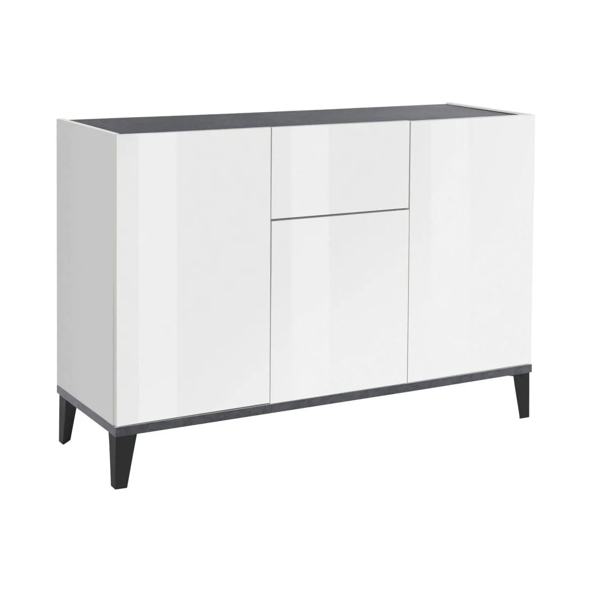 Credenza bianco lucida e ardesia 120x40x82h cm 3 ante e 1 cassetto - Albatross