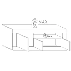 Credenza bianco lucida e ardesia 138x42x86h cm 3 ante - Dolphin