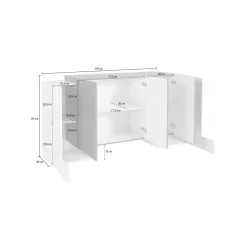 Credenza bianco lucida e ardesia 170x45x85h cm 5 ante - Arek