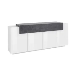 Credenza bianco lucida e ardesia 200x45x85h cm 5 ante - Discordia