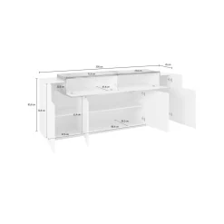 Credenza bianco lucida e ardesia 200x45x86h cm 7 ante - Astice