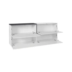 Credenza bianco lucida e ardesia 210x40x80h cm 4 ante - Anubi