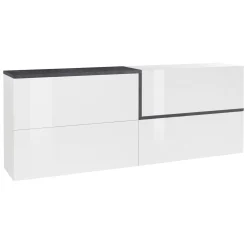 Credenza bianco lucida e ardesia 210x40x80h cm 4 ante - Anubi