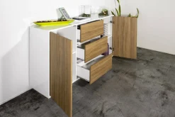 Credenza bianco lucida e noce 180x41x86h cm 4 ante - Aulina