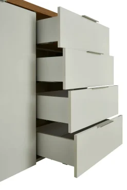 Credenza bianco lucida e rovere 120x43x89h cm 1 anta e 4 cassetti - Bagwis