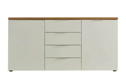 Credenza bianco lucida e rovere 180x43x89h cm 2 ante e 4 cassetti - Satriano