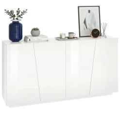 Credenza bianco lucida 180x43x86h cm 2 ante e 3 cassetti - Ariet
