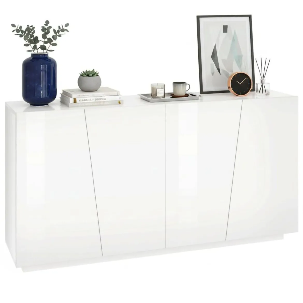 Credenza bianco lucida 181x43x84h cm 2 ante e 2 cassetti - Zerba