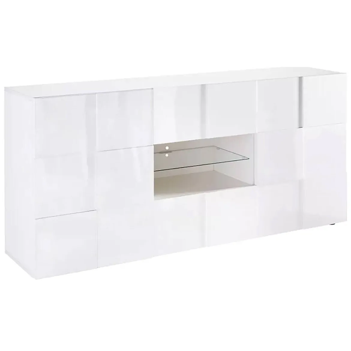 Credenza bianco lucida 181x43x84h cm 2 ante e 2 cassetti - Zerba
