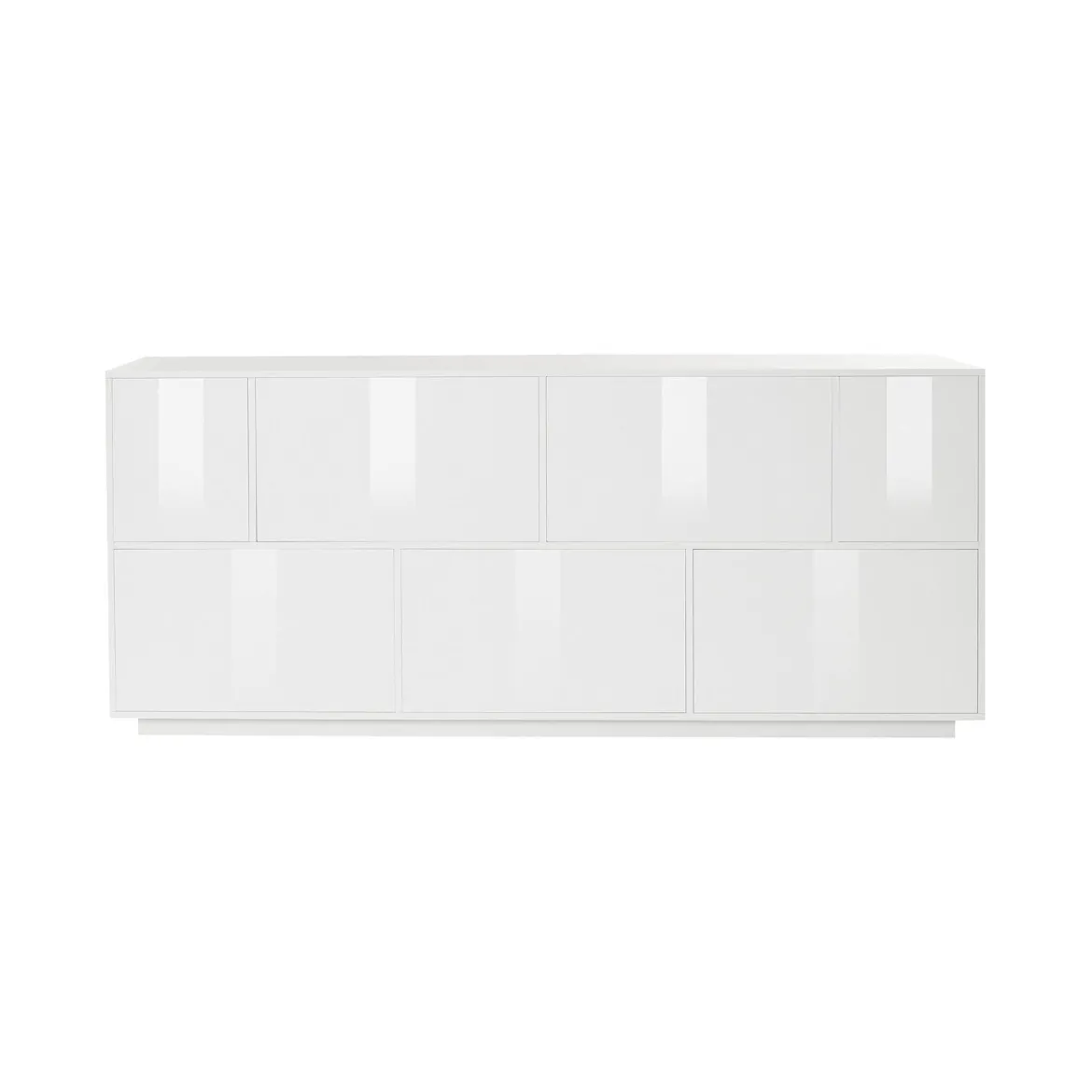 Credenza bianco lucida 200x41x86h cm 7 ante - Clinoumite