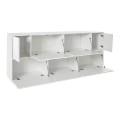 Credenza bianco lucida 200x41x86h cm 7 ante - Clinoumite