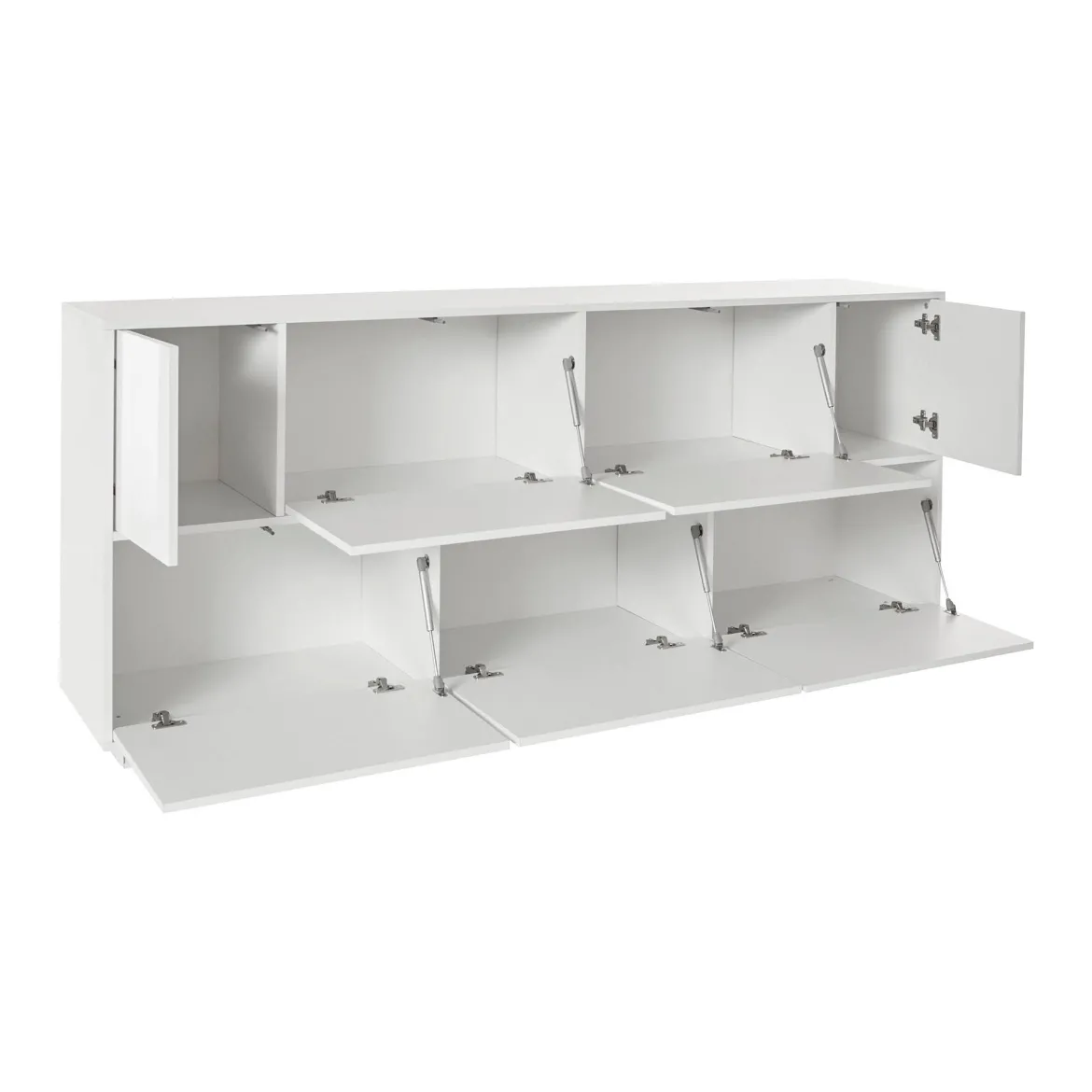 Credenza bianco lucida 200x41x86h cm 7 ante - Clinoumite