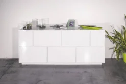 Credenza bianco lucida 200x41x86h cm 7 ante - Clinoumite