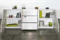 Credenza bianco lucida 220x43x86h cm 4 ante e 3 cassetti - Almira